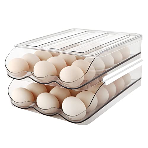  Egg Holder for Refrigerator, Egg Storage Box for Fridge,  3-Layer Flip Fridge Egg Tray Container, Kitchen Countertop Fresh Egg,Reusable  Versatile Clear Egg Tray (30 Grid) : Appliances