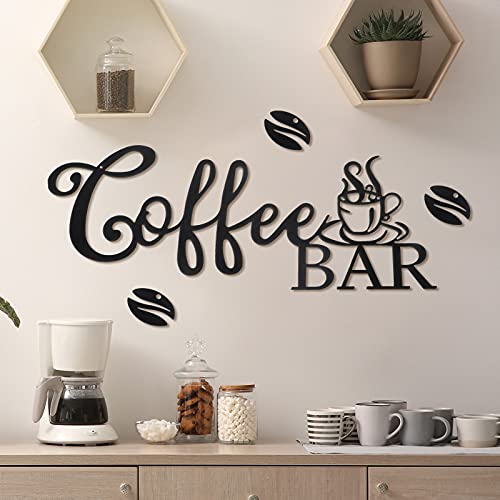 Rustic Metal Coffee Bar Sign for Home Office Kitchen Décor