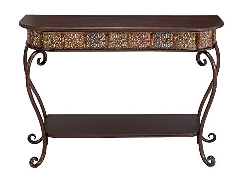 Metal Floral Embossed Console Table