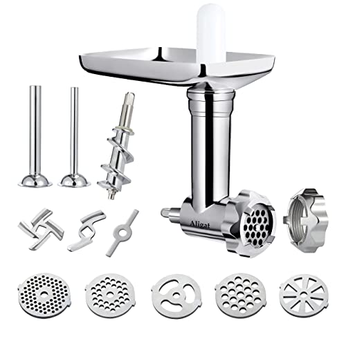  FavorKit Stainless Steel Food Grinder Attachment for KitchenAid  Mixers, Dishwasher Safe, Strong Metal Meat Processor Accessories Included 3 Sausage  Stuffer Tubes: Home & Kitchen