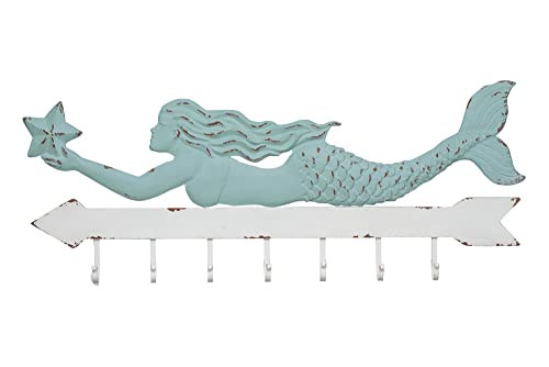 Metal Mermaid Wall Décor with Hooks