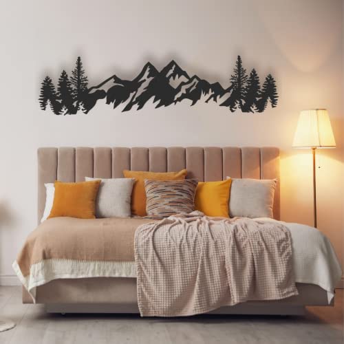 Large Metal Mountain Wall Decor for Living Room (37 x 9 inches)" - by Gamino