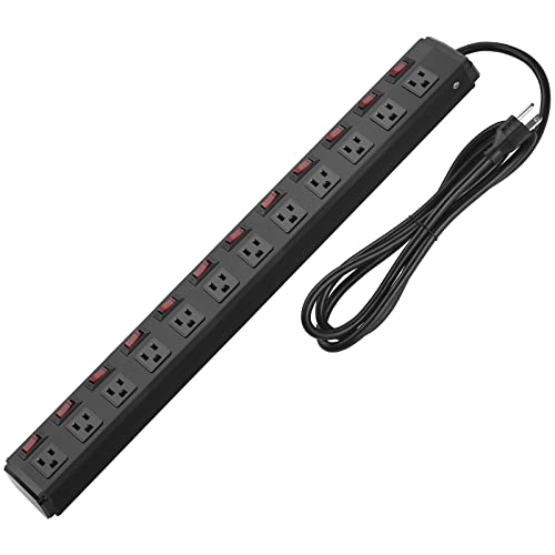 Metal Power Strip with 12 Individual Switchable Outlets
