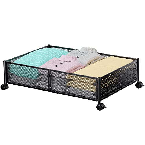 Metal Under Bed Storage Container with Wheels