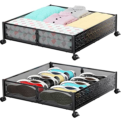 Metal Under Bed Storage Containers with Wheels - 2 Pack