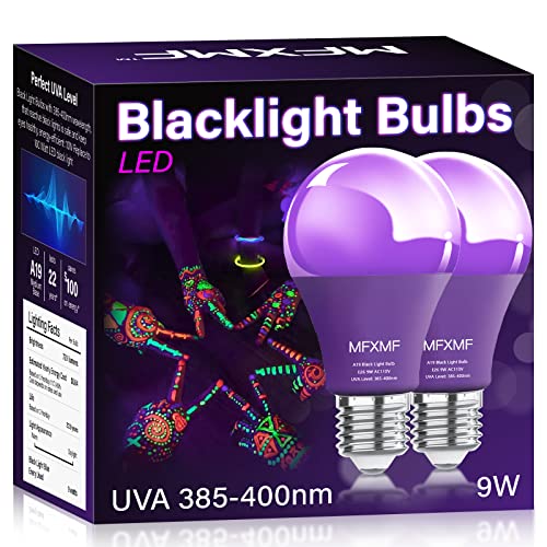 mfxmf 2 Pack A19 LED Black Light Bulbs