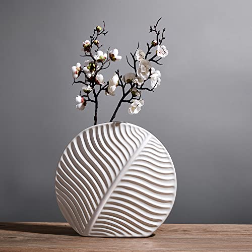 Large White Ceramic Vase for Decor - Perfect for Pampas Grass and Flowers