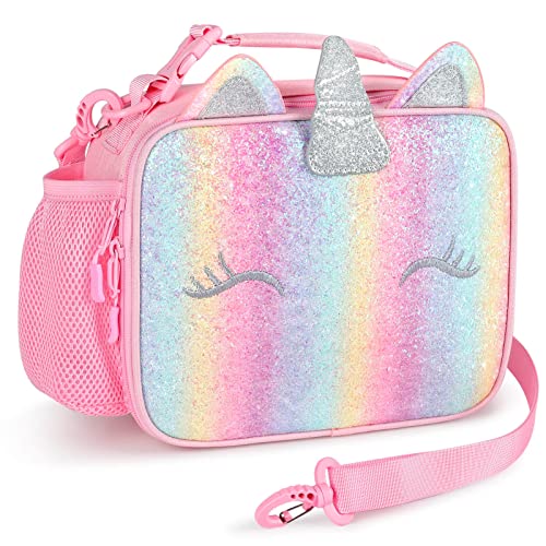 QearFun Insulated Unicorn Lunch Bag Bento Box for Girls,Lunch Box Set with  4 Compartment Bento Box W…See more QearFun Insulated Unicorn Lunch Bag