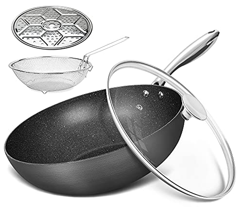 MICHELANGELO Nonstick Wok with Lid - 5 Quart