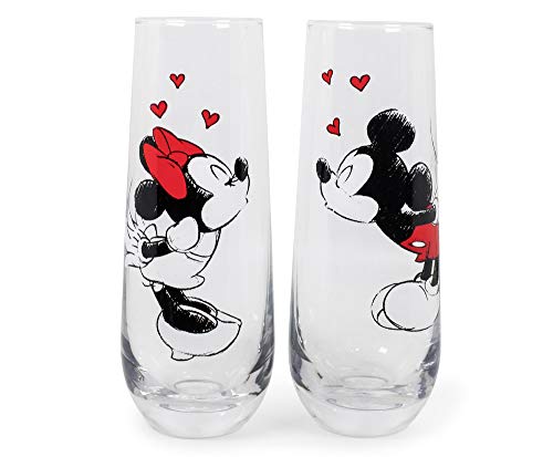 Mickey and Minnie Mouse Kiss Hearts Glassware Set