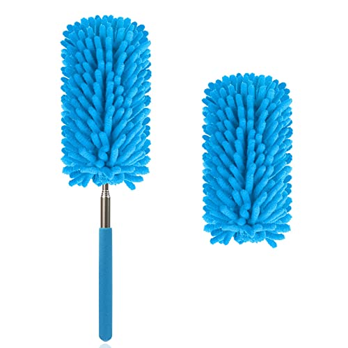 DELUX Extendable Microfiber Duster with 2 Replaceable Heads