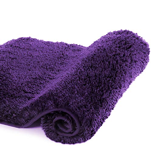 Microfiber Shaggy Bath Mat, Dark Purple, 16x24