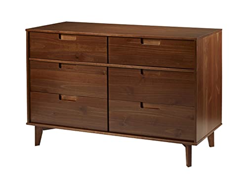 Mid Century Modern Wood Dresser with Six Drawers