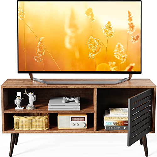 Mid Century TV Stand with Adjustable Shelf
