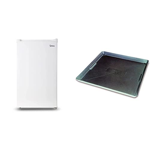 Midea WHS-109FW1 Upright Freezer, 3.0 Cubic Feet, White & WirthCo 40092 Drip Tray - Black - (22" X 22" X 1.5")