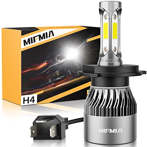 MIFMIA H4 LED Motorcycle Headlight Bulb, 500% Brighter 9003 Hi/Lo Beam, 6000K White, Plug and Play, 1 Pack