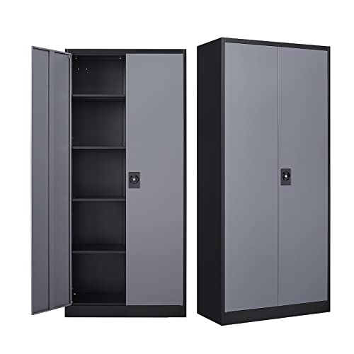 MIIIKO Metal Storage Cabinet with Locking Doors