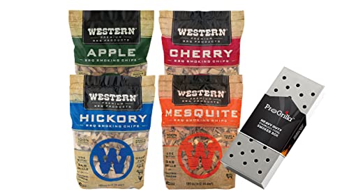 MIJIG BBQ Wood Smoking Chips Variety Pack with Smoker Box