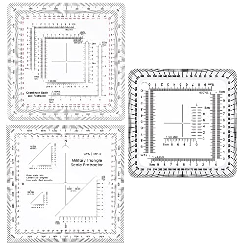 MILITARY STYLE COORDINATE GRID READER AND PROTRACTOR