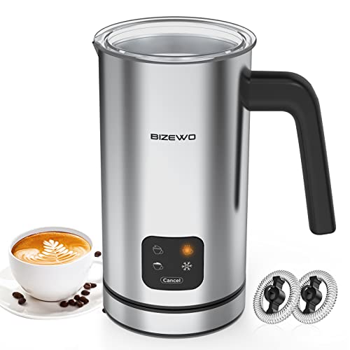 BIZEWO Electric Milk Frother: 4-IN-1 Stainless Steel Warmer with Touch Screen