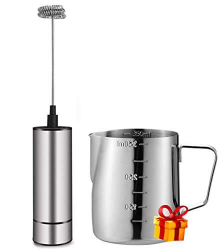 BASECENT Handheld Battery Operated Milk Frother for Latte/Cappuccino