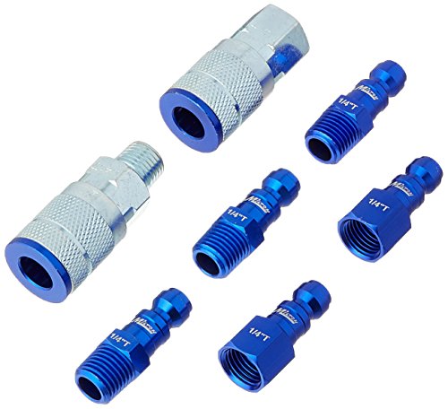 Milton ColorFit Coupler & Plug Kit (5 Piece), T-Style 1/4 NPT Blue, S-307TKIT