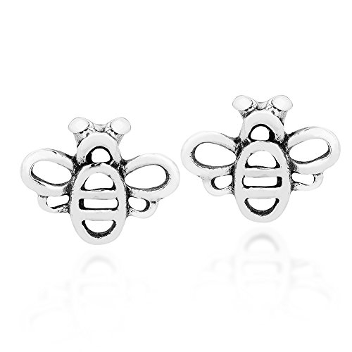 Mini Honey Bee Sterling Silver Stud Earrings