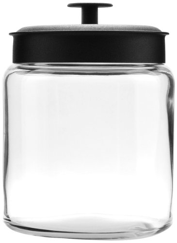 Mini Montana Glass Jar with Lid (4 piece, black metal, dishwasher safe)