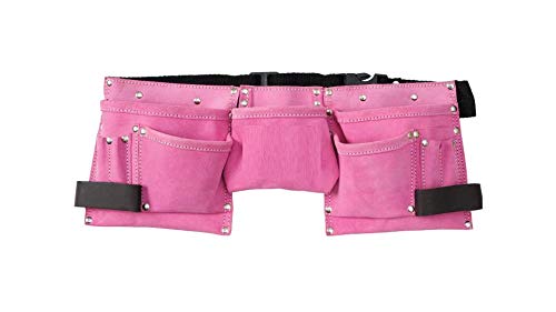 Pink Leather Tool Belt with 7 Pockets & 2 Tool Loops