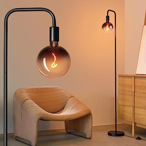 Minimalist Industrial Standing Lamp with Modern LED Bulb