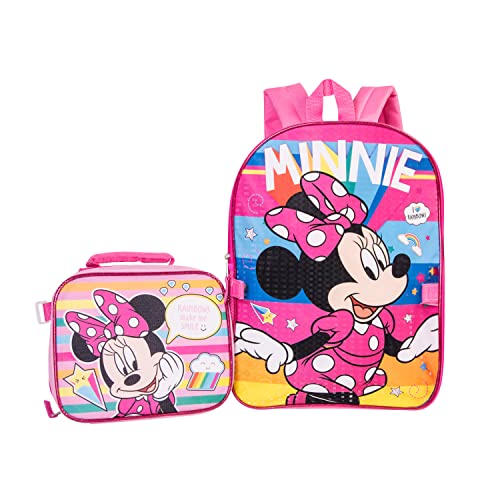 Disney Minnie Mouse Girls' 4 Piece Backpack and Lunch Kit Set