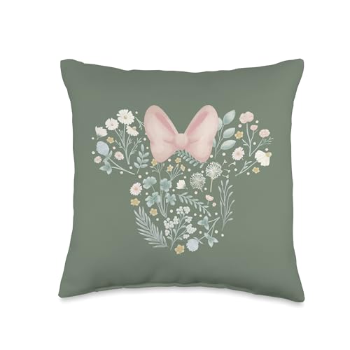 Minnie Mouse Spring Flowers Throw Pillow