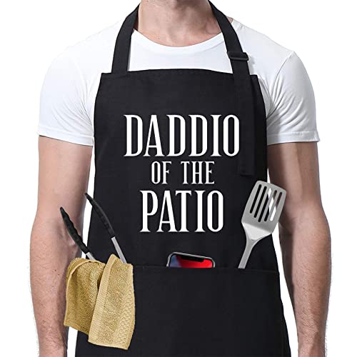 Daddio of The Patio Grill Apron - Funny Dad Gifts - BBQ Cooking Apron