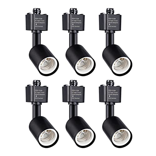 mirrea Track Lighting Head Adapter Pack of 6, Black