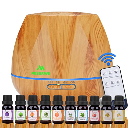 Miserwe 550ML Aromatherapy Essential Oil Diffuser Ultrasonic Aroma Humidifier