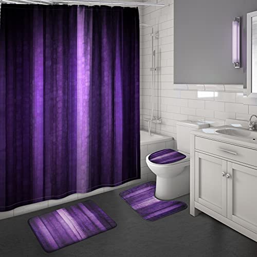 MitoVilla Purple Shower Curtain Sets with Rugs