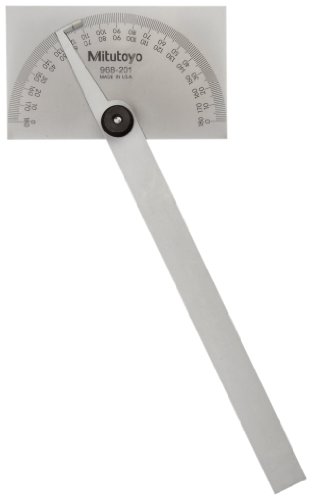 Mitutoyo 968-201 Protractor, Stainless Steel, Rectangular Head