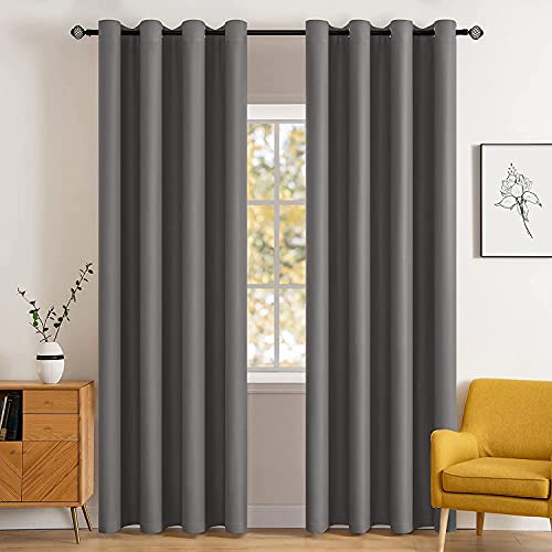 MIULEE Blackout Curtains 84' Long 2 Panels Grey