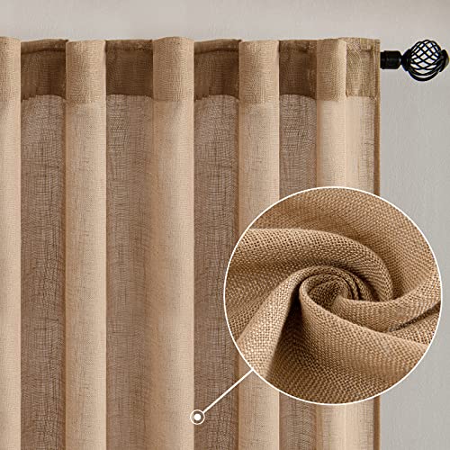 MIULEE Brown Linen Curtains