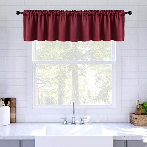 MIULEE Christmas Wine Red Valance - Thermal Insulated Blackout Curtain
