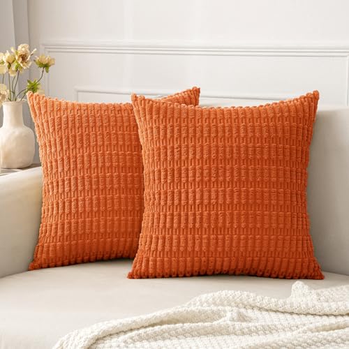 MIULEE Decorative Fall Orange Throw Pillow Covers