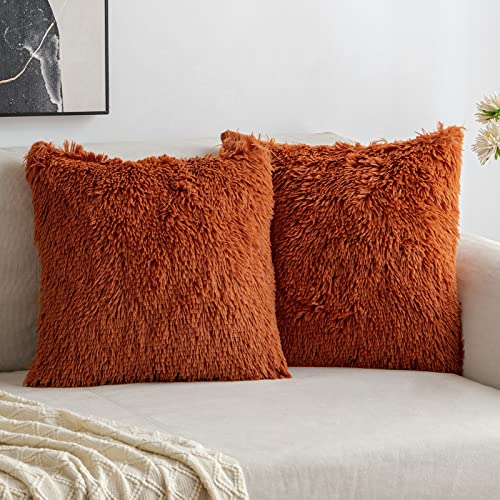 MIULEE Faux Fur Throw Pillow Covers