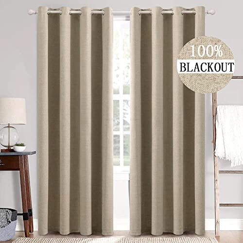 MIULEE Natural 100% Blackout Curtains