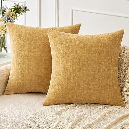 MIULEE Pack of 2 Fall Chenille Pillow Covers