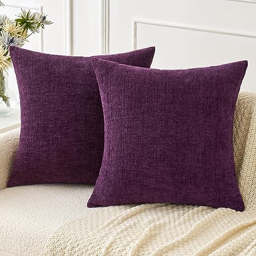 MIULEE Soft Plum Purple Chenille Pillow Covers