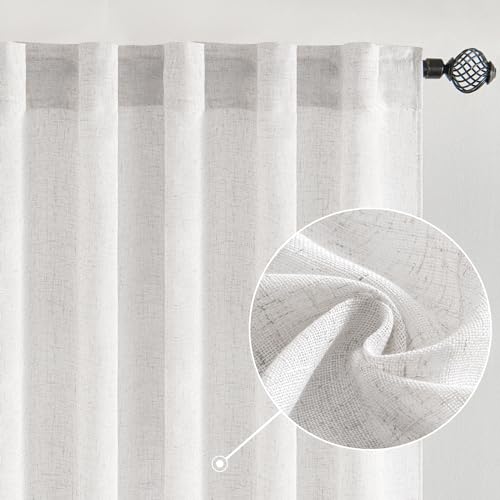 MIULEE White Linen Curtains - Soft and Stylish Window Drapes