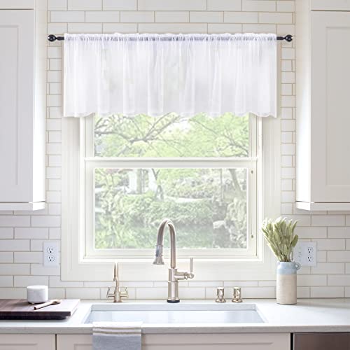 White Sheer Curtain Valance for Small Window - MIULEE