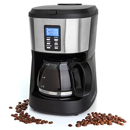 Mixpresso 5-Cup Drip Coffee Maker with Built-In Burr Coffee Grinder
