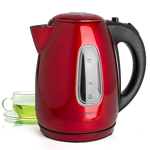 Galanz Retro Electric Kettle with Heat Resistant Handle and Cordless Pour,  Quick Hot Water Boil, Boil-Dry Protection, Automatic Shut-Off, 1.7 L, Red