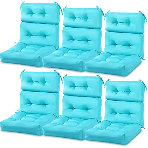 Mixweer 6-Pack Waterproof High Back Chair Cushions, Blue